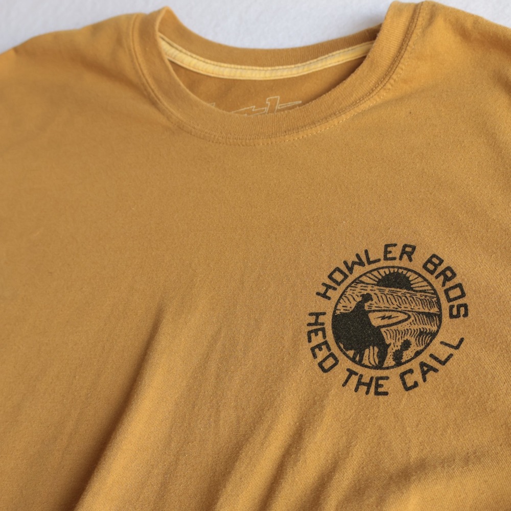 Howler Brothers Hill Country Sliders Long Sleeve Graphic Tee Mustard Yellow L